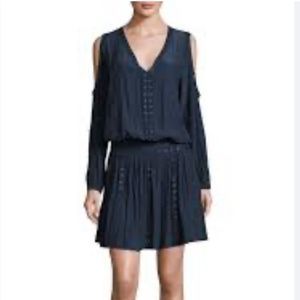 Ramy Brook Maisie Blue Grommet Smocked Waist Dress Size SMALL